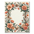 Peach Coral Floral Scroll Border Rug