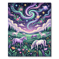 Whimsical Cosmic Unicorn Meadow Galaxy Rug