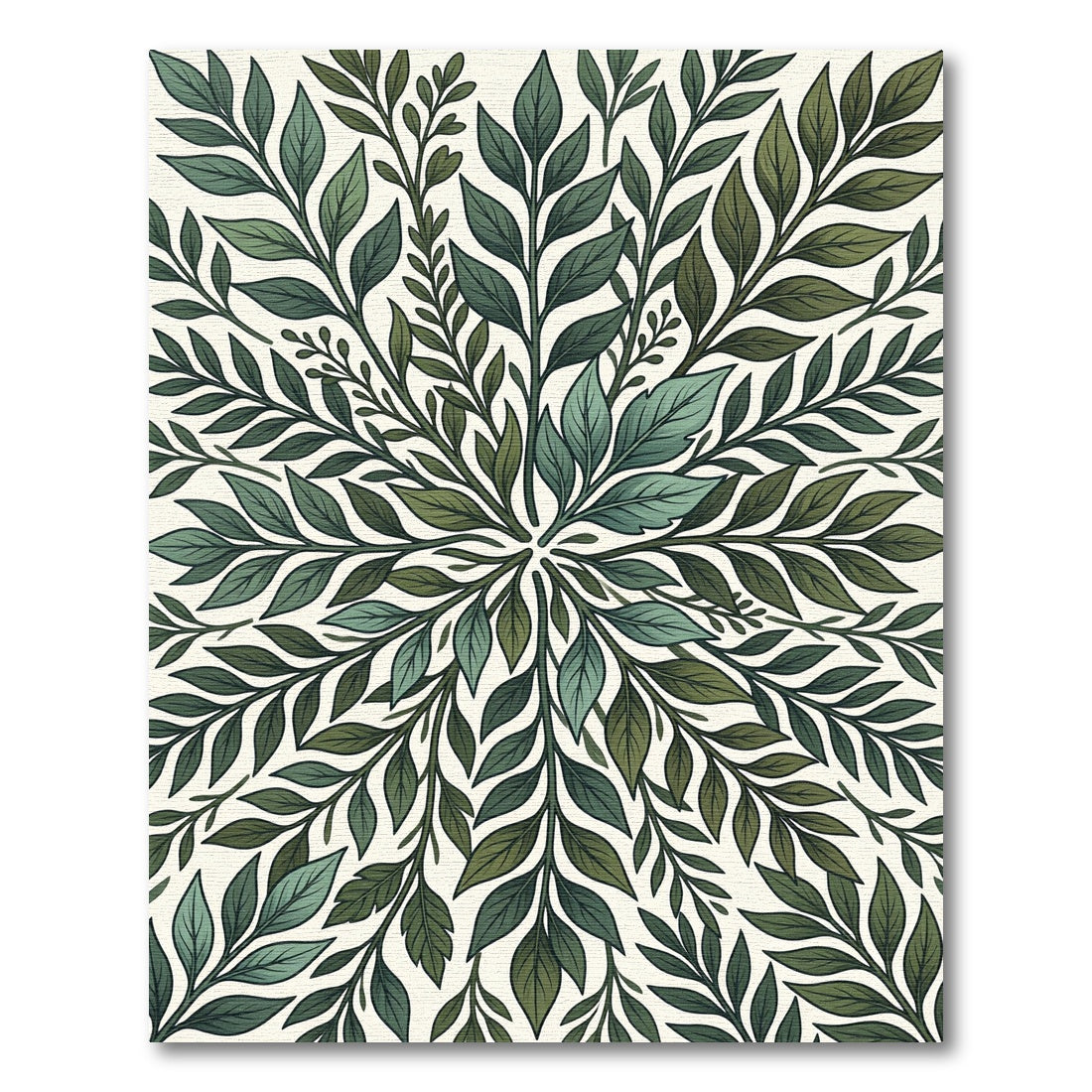 Green Leafy Vine Mandala Rug