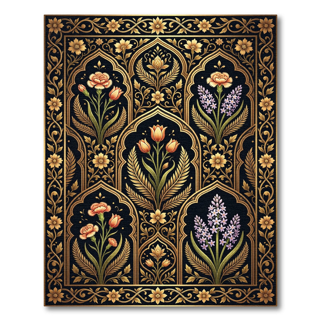 Golden Floral Archway Garden Treasure Rug