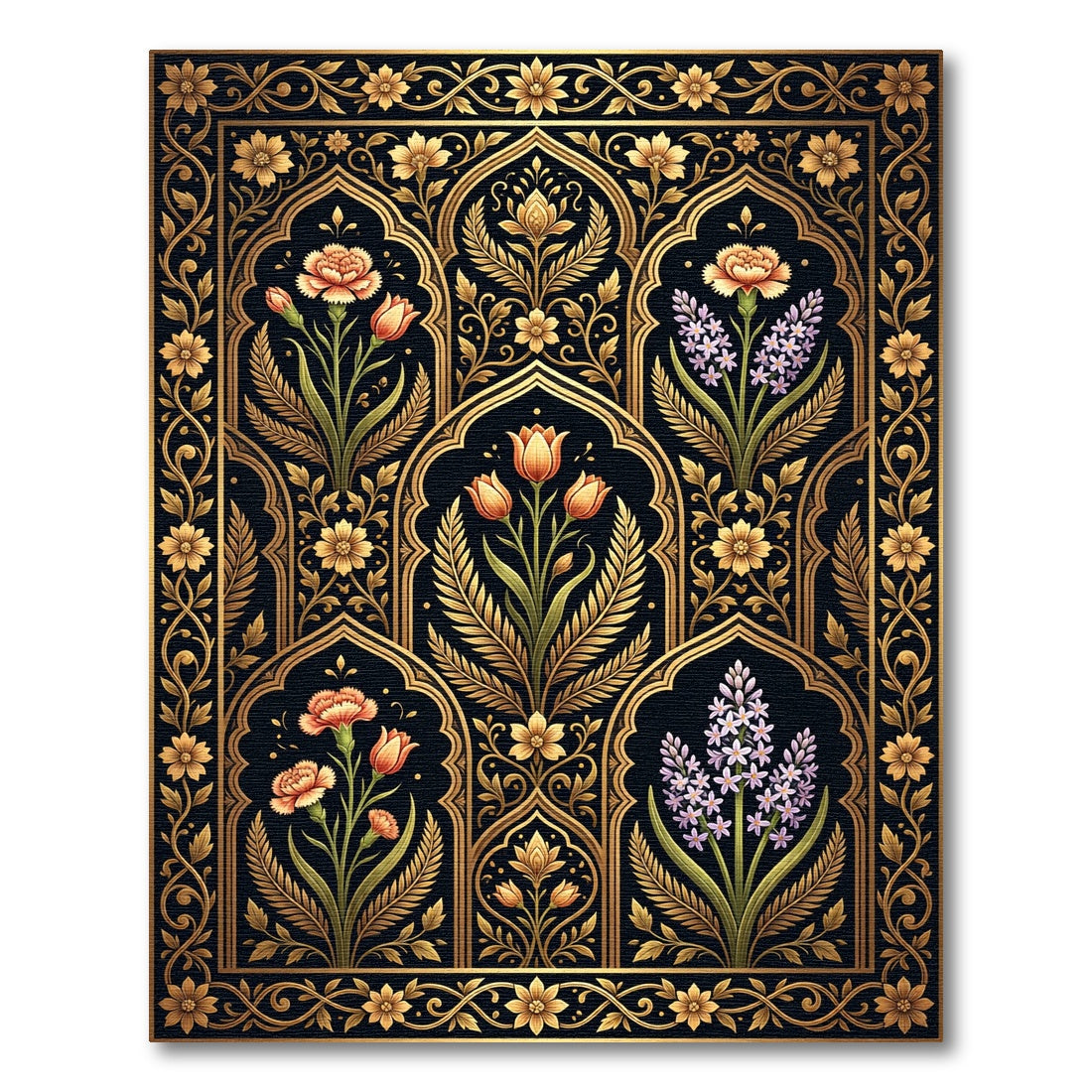 Golden Floral Archway Garden Treasure Rug