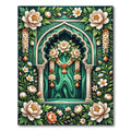 Emerald Peony Floral Arch Garden Rug