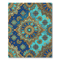 Azure Golden Floral Medallion Rug