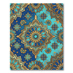 Azure Golden Floral Medallion Rug