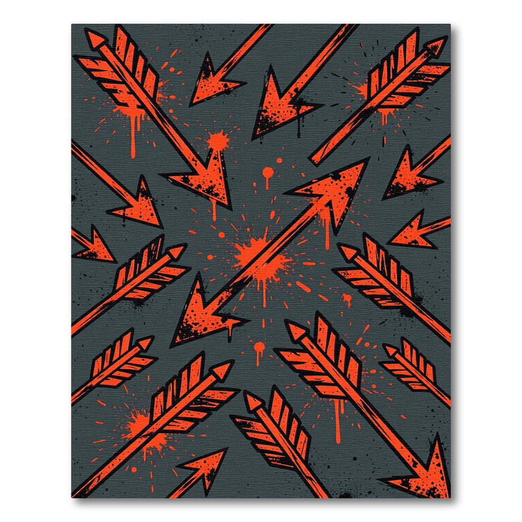 Bold Orange Arrow Splatter Design Rug