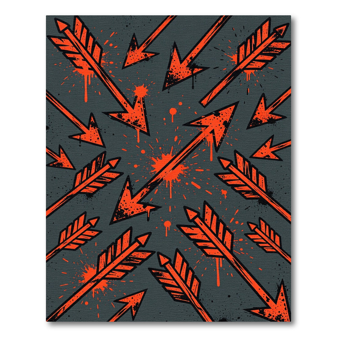 Bold Orange Arrow Splatter Design Rug