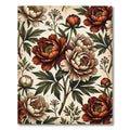 Vintage Peony Floral Branch Artwork Rug