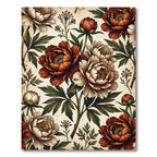Vintage Peony Floral Branch Artwork Rug