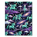 Celestial Teal Unicorn Galaxy Night Sky Rug