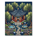 Enchanted Willow Gazebo Garden Scene Rug