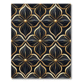 Elegant Black Gold Floral Lattice Rug