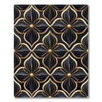 Elegant Black Gold Floral Lattice Rug