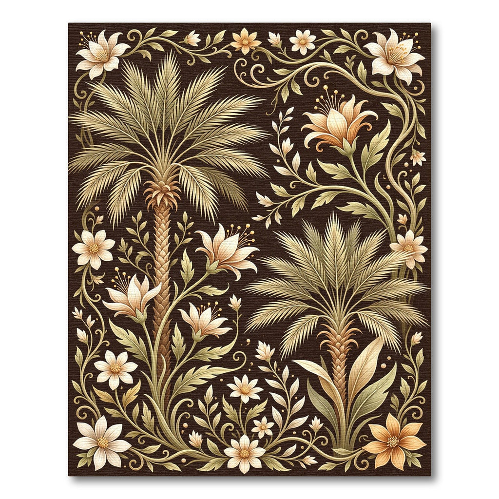 Golden Palm and Floral Tropics Rug