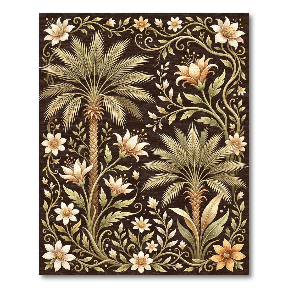 Golden Palm and Floral Tropics Rug