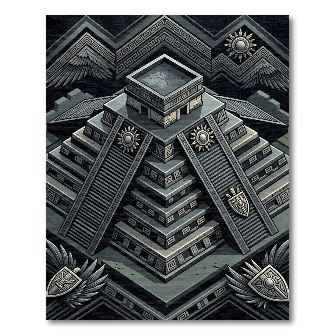 Ancient Stone Pyramid Wings Shield Rug