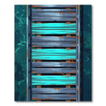 Rustic Teal and Steel Plank Board Rug