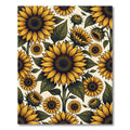 Lush Golden Sunflower Botanical Illustration Rug