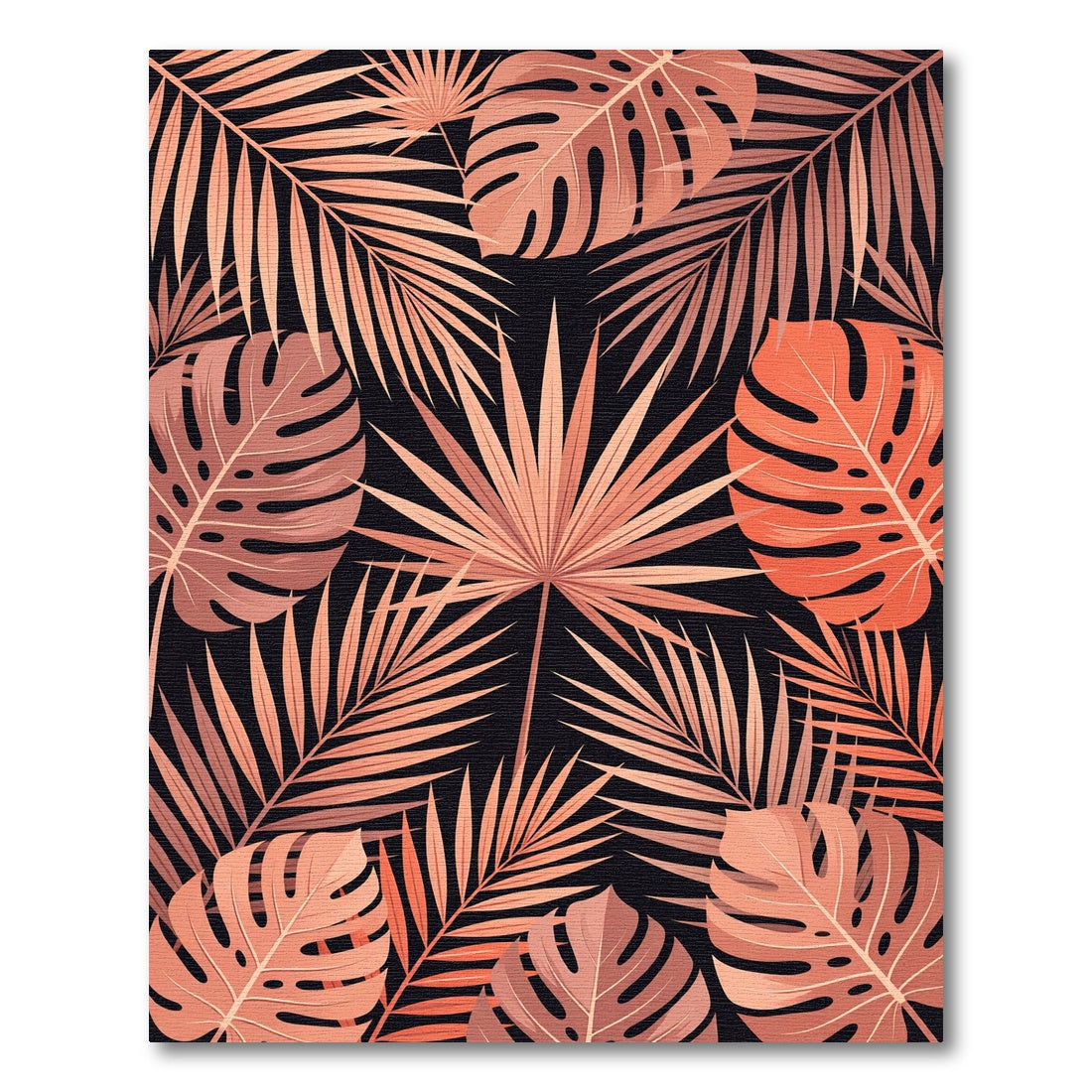 Salmon Tropical Palm Leaf Collage Rug