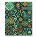 Teal Orange Floral Patchwork Square Rug