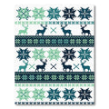 Nordic Reindeer Snowflake Teal Area Rug