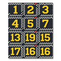 Yellow Racing Numbers Checkerboard Grid Rug