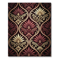 Deep Crimson and Gold Damask Floral Rug