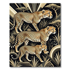 Safari Cheetahs Black Gold Contemporary Art Rug