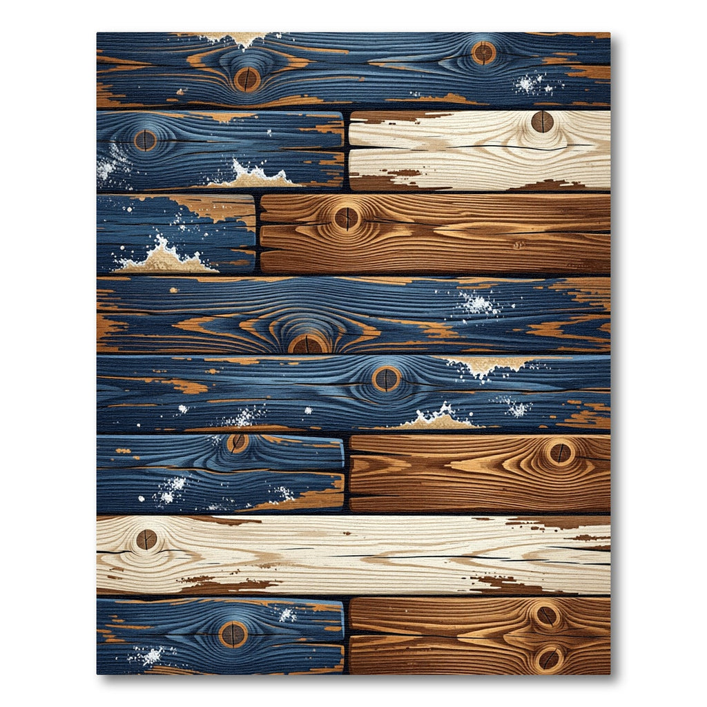 Rustic Distressed Coastal Wood Planks Rug