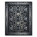 Silver Geometric Arch Lattice Metallic Rug