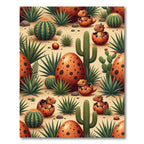Whimsical Desert Dinosaur Egg Cactus Meadow Rug