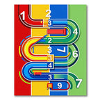 Vibrant Multicolored Abstract Curved Track Rug