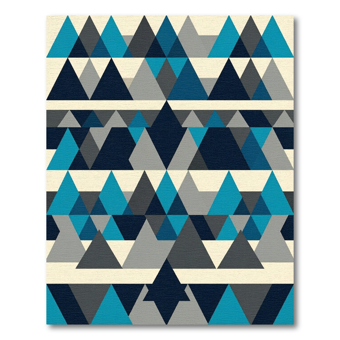 Geometric Peak Triangles in Azure Slate Rug