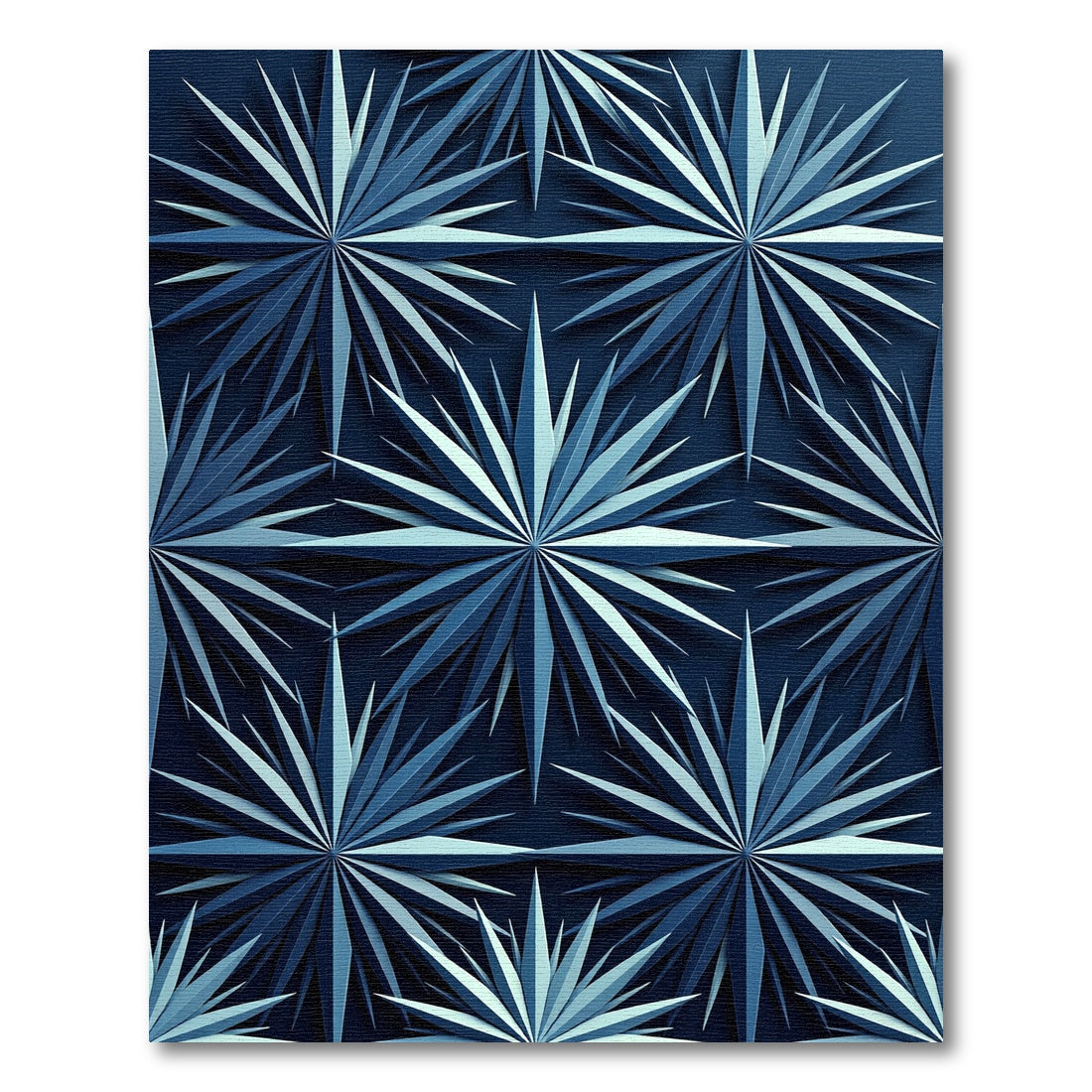 Deep Blue Starburst Geometric Relief Rug