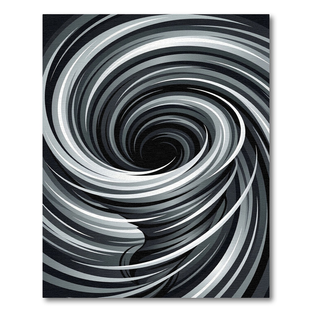 Monochrome Abstract Swirling Vortex Area Rug