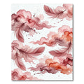 Ethereal Crimson Feather Watercolor Clouds Rug