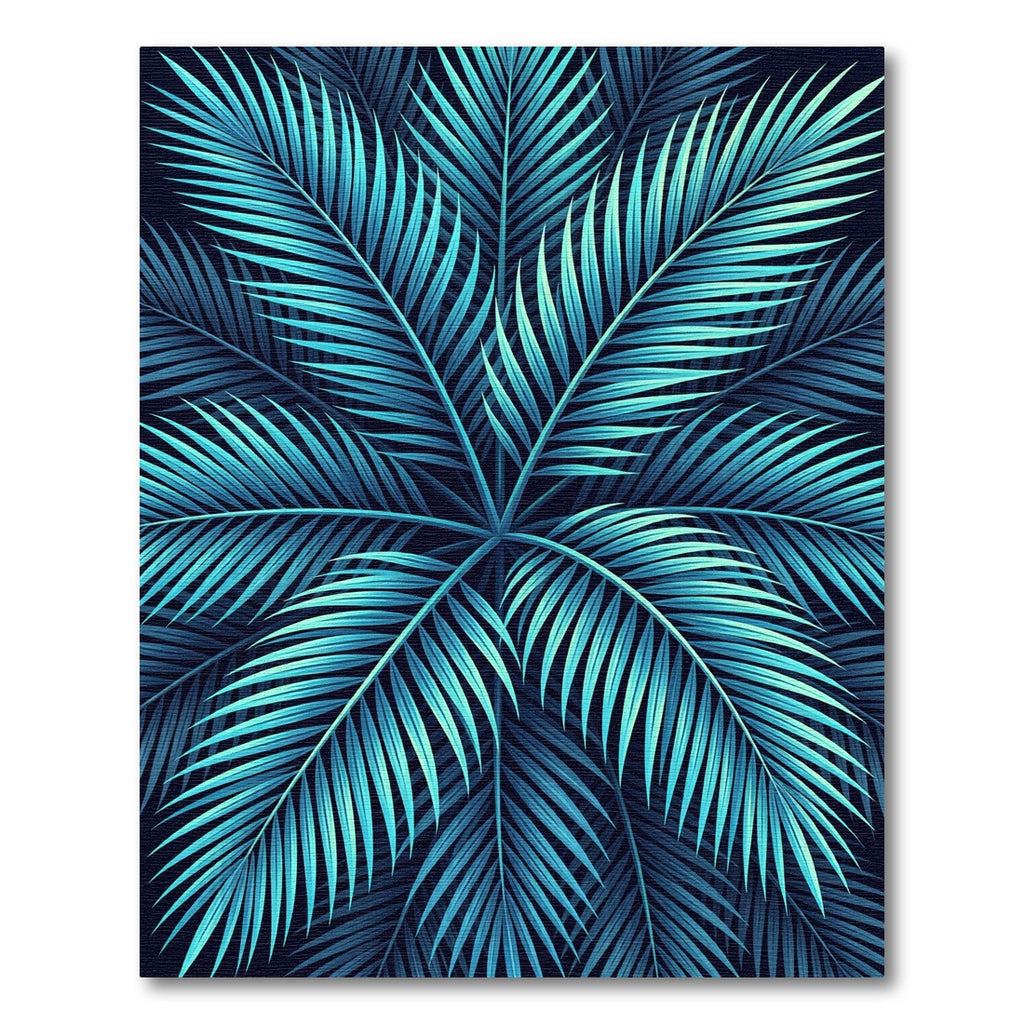 Lush Teal Tropical Palm Frond Rug