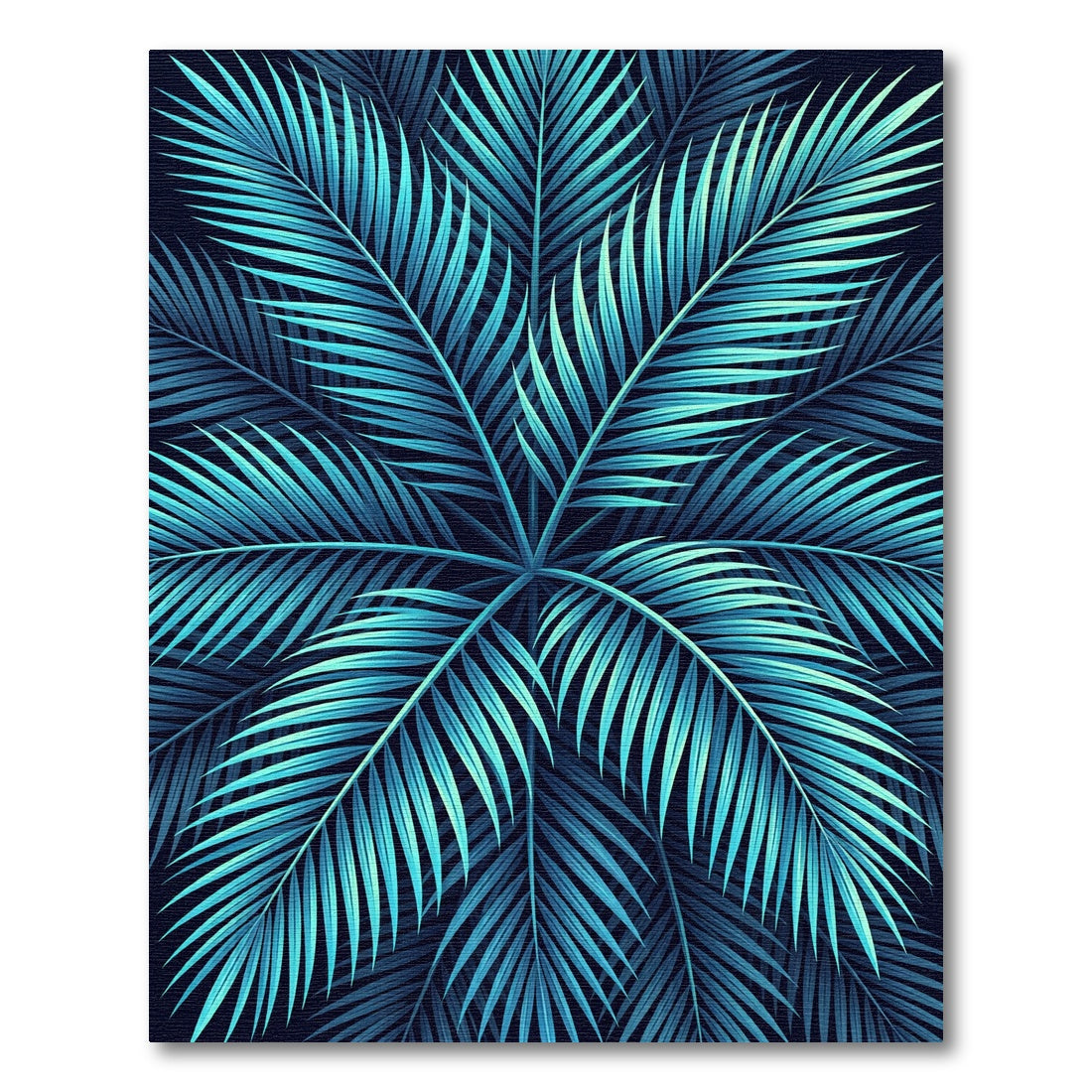 Lush Teal Tropical Palm Frond Rug