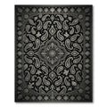 Sophisticated Black and Silver Paisley Medallion Rug