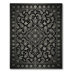 Sophisticated Black and Silver Paisley Medallion Rug
