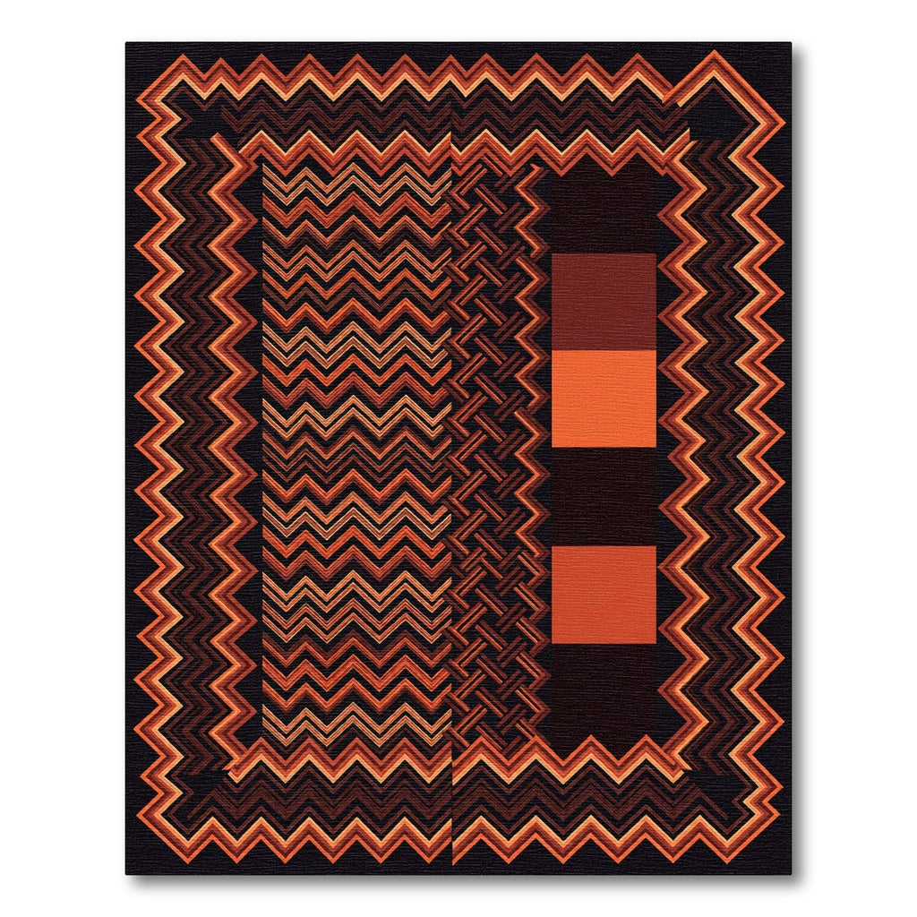 Rustic Earthy Chevron Squares Rug