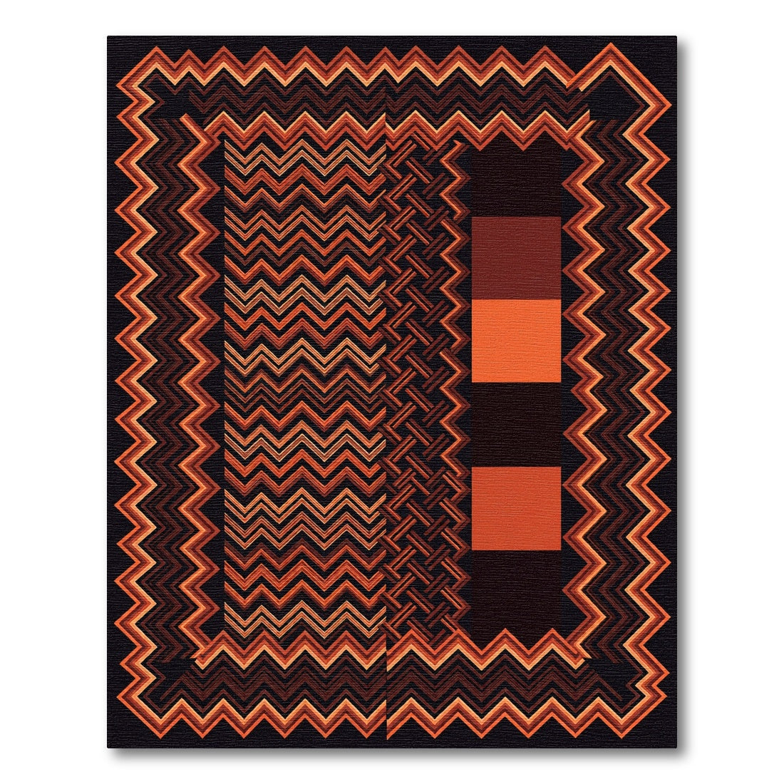 Rustic Earthy Chevron Squares Rug