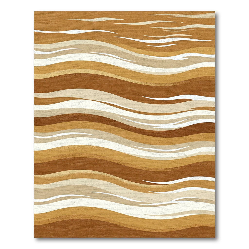 Earthy Brown Abstract Wavy Layered Rug