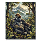 Majestic Mountain Gorilla Tropical Forest Landscape Rug