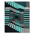 Geometric Teal and Gray Infinite Stairs Rug