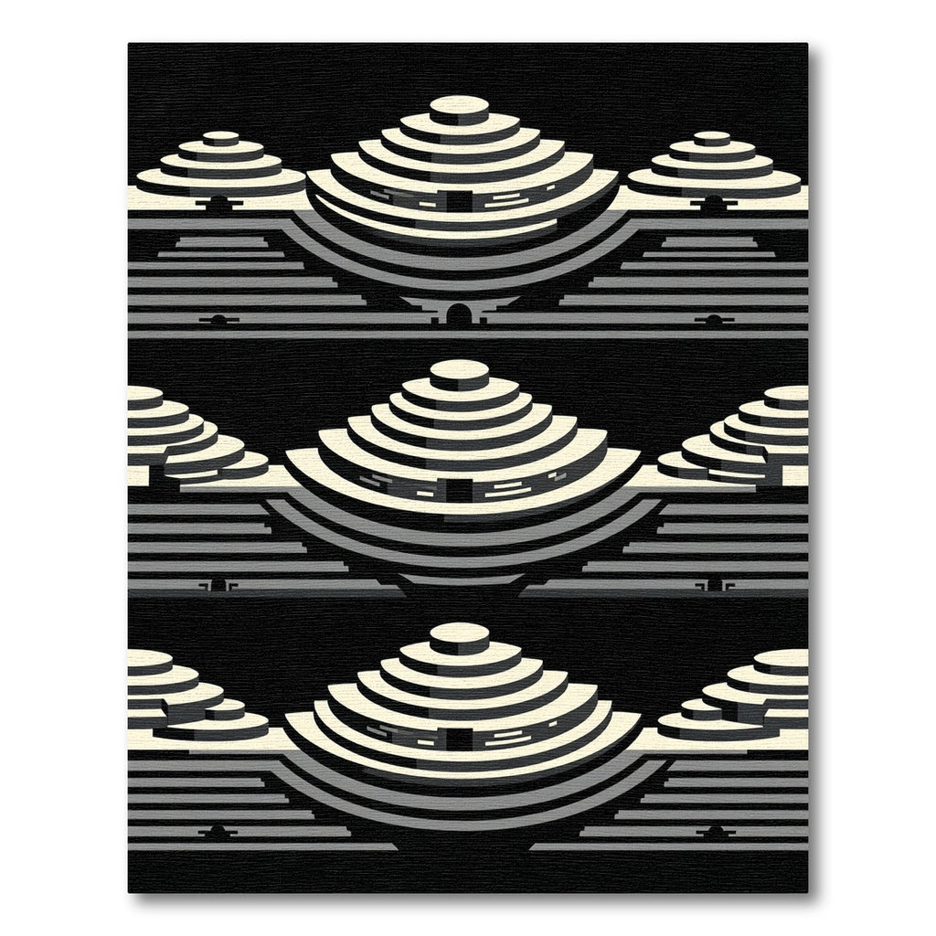Monochrome Geometric Step Pyramid Rug