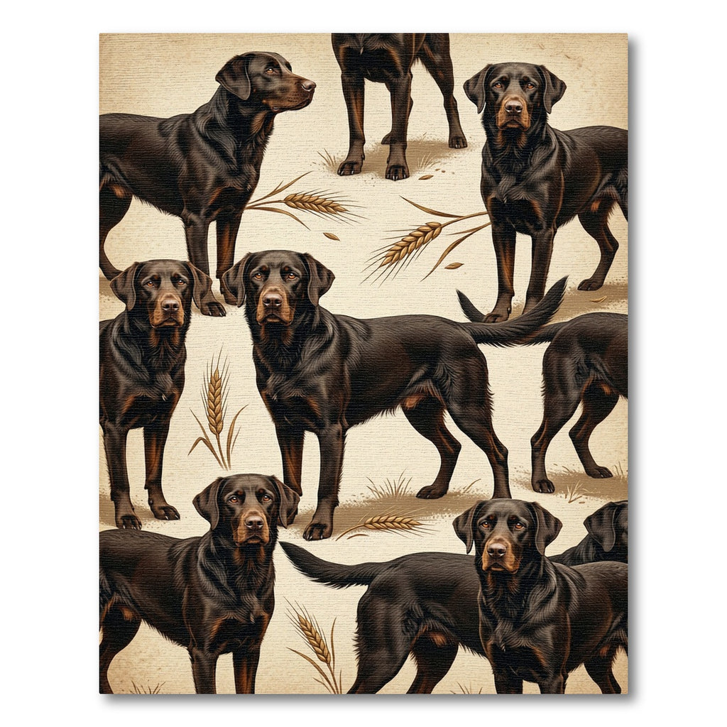 Chocolate Labrador Wheat Farm Rustic Art Rug