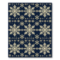 Navy Blue Falling Snowflake Winter Decor Rug