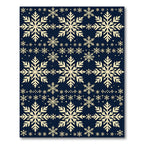 Navy Blue Falling Snowflake Winter Decor Rug