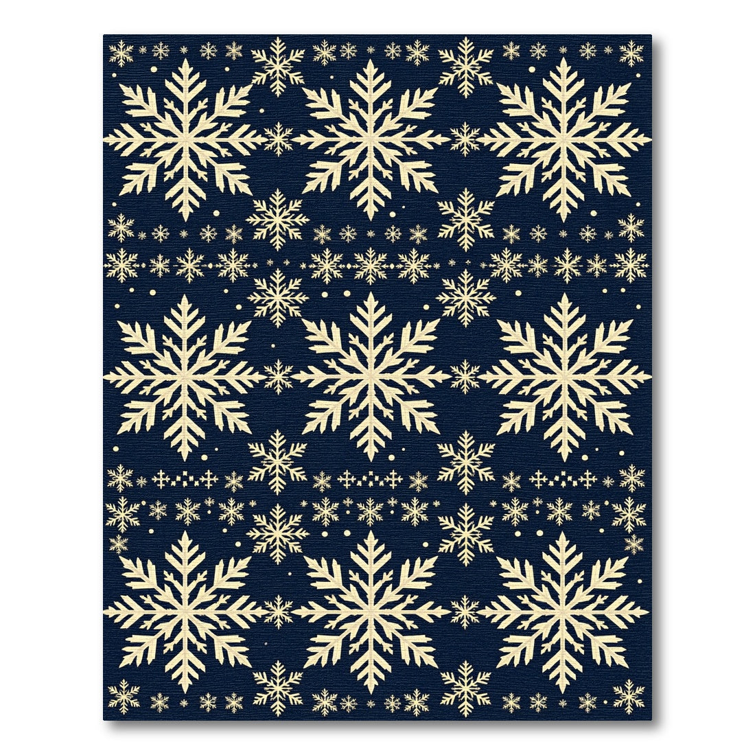 Navy Blue Falling Snowflake Winter Decor Rug