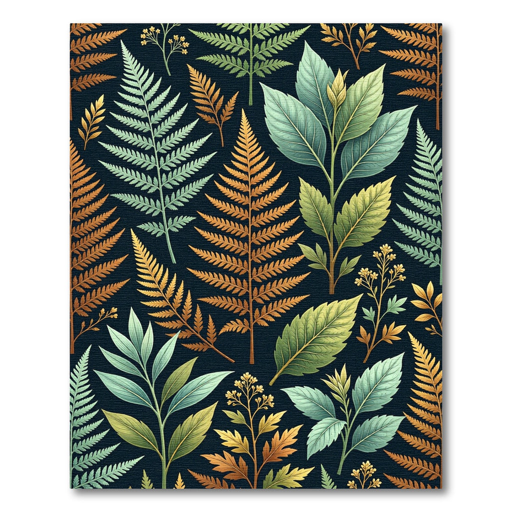 Botanical Fern Forest Earthy Tone Texture Rug